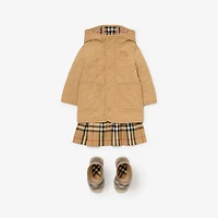 Quilted Nylon Hooded Coat in Buff yellow | Burberry® Official