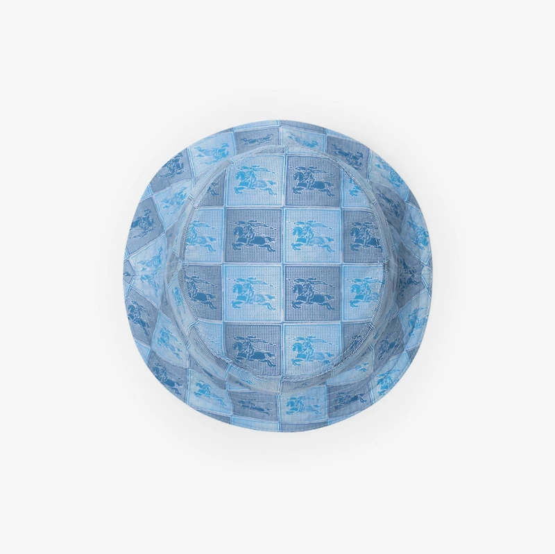 EKD Checkerboard​ Cotton Bucket Hat in Cornflower blue - Children | Burberry® Official