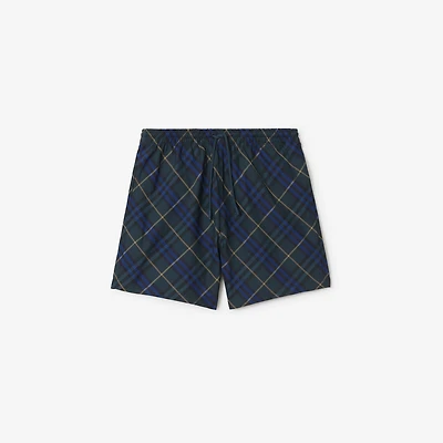 Check Swim Shorts in Midnight - Men, Nylon | Burberry® Official