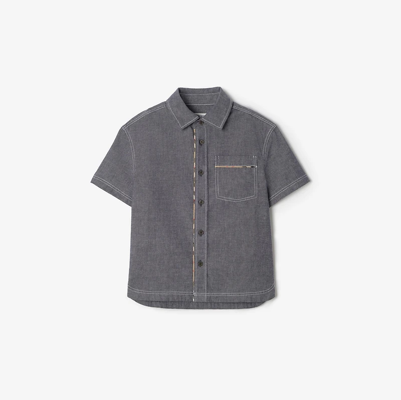 Cotton Shirt in Damson blue melange | Burberry® Official