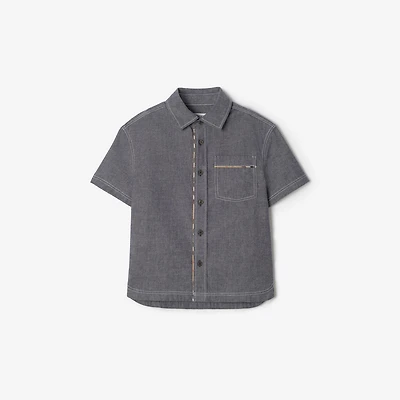 Cotton Shirt in Damson blue melange | Burberry® Official