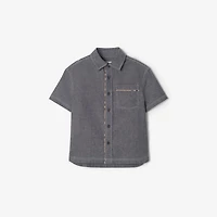 Cotton Shirt in Damson blue melange | Burberry® Official