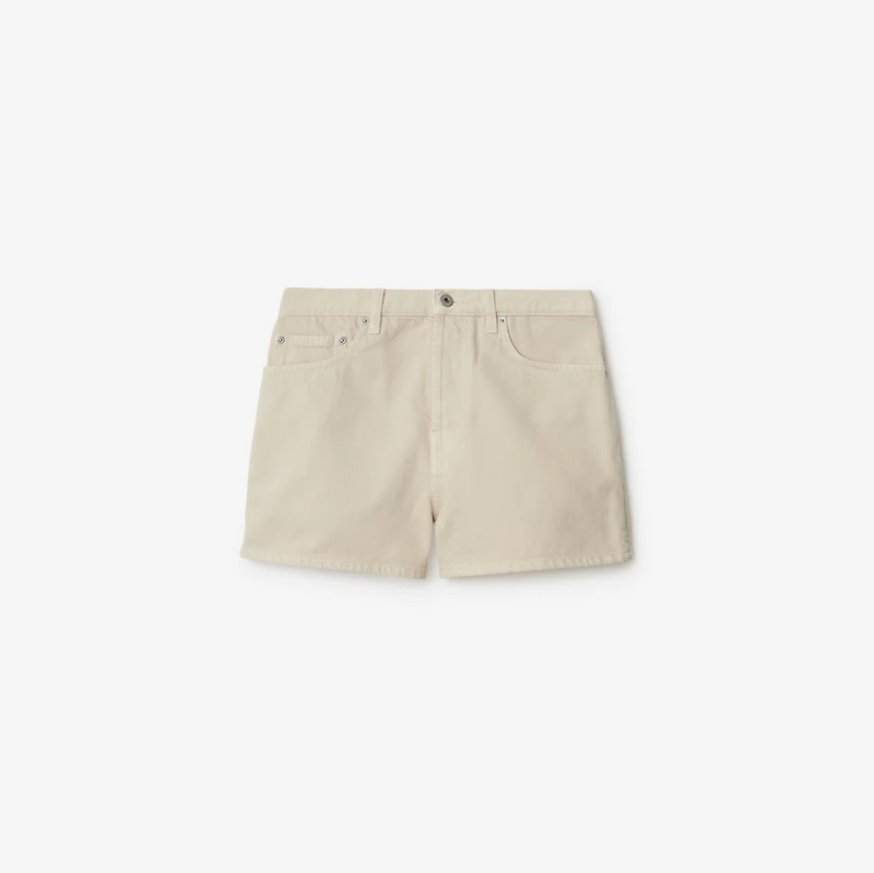 Denim Shorts in Oat - Women, Cotton | Burberry® Official