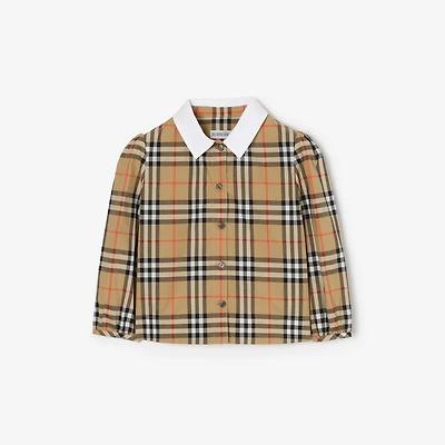 Check Cotton Shirt in Sand beige | Burberry® Official