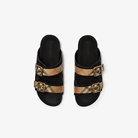 Check Suede Urchin Sandals in Black - Women | Burberry® Official