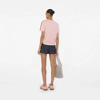 Check Trim Cotton T-shirt in Bouquet - Women | Burberry® Official
