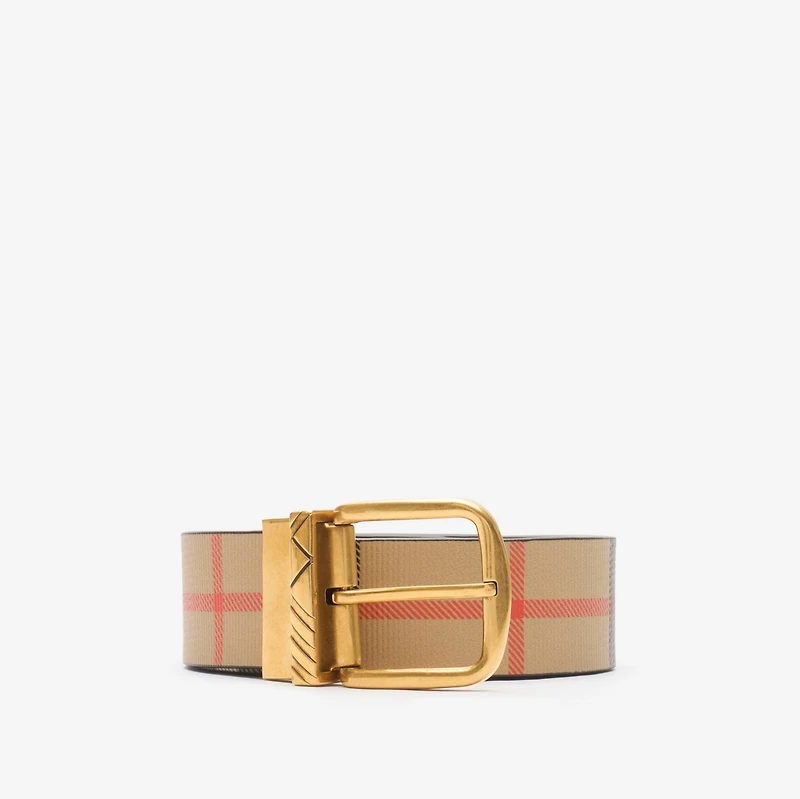 Reversible Check Pin Belt in Peat brown/sand beige - Men | Burberry® Official