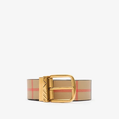 Reversible Check Pin Belt​ in Peat brown/sand beige - Men | Burberry® Official