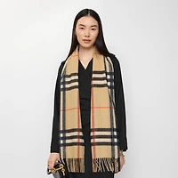 Crystal Check Cashmere Scarf in Sand beige | Burberry® Official
