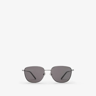 Metal Check Square Sunglasses in Gunmetal grey - Men | Burberry® Official
