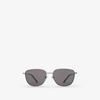 Metal Check Square Sunglasses in Gunmetal grey - Men | Burberry® Official