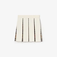 Pleated Check Wool Blend Skirt in Ivory | Burberry® Official