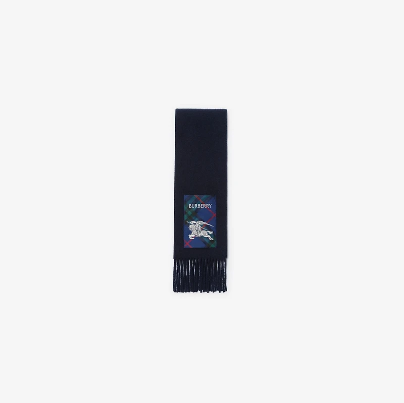 Check Label Cashmere Scarf in Bugle blue | Burberry® Official