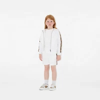 Check Trim Cotton Zip Hoodie in White | Burberry® Official