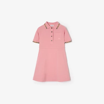 Check Trim Cotton Polo Shirt Dress in Sweetpea pink | Burberry® Official