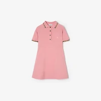 Check Trim Cotton Polo Shirt Dress in Sweetpea pink | Burberry® Official