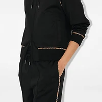 Check Trim Cotton Blend Track Pants in Black - Women | Burberry® Official