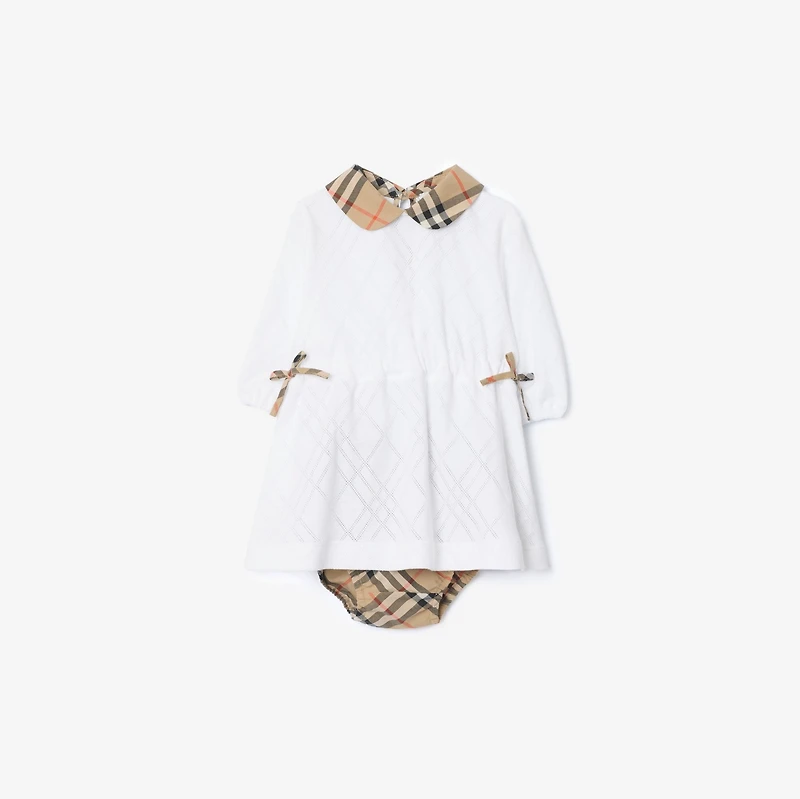 Check Cotton Dress with Bloomers in White - Children | Burberry® Official
