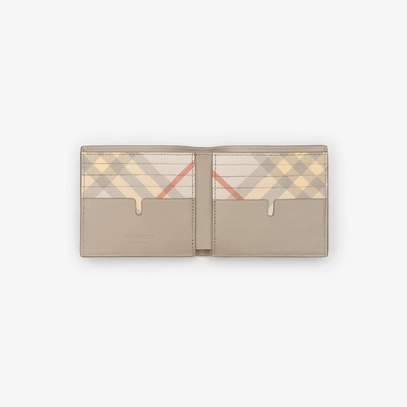 Pop Check Bifold Wallet in Mushroom beige/pebble beige - Men, Leather | Burberry® Official