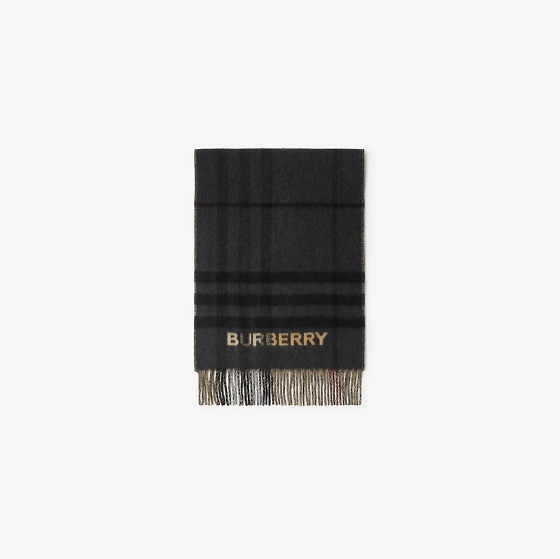 Contrast Check Cashmere Scarf in Archive beige/black | Burberry® Official