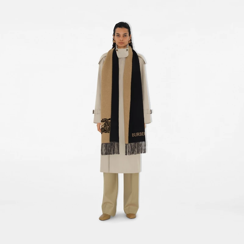 Reversible EKD Cashmere Scarf in Camel/black | Burberry® Official