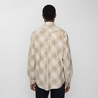 Relaxed Fit Check Cotton Shirt in Stone grey - Men | Burberry® Official