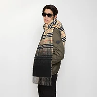 Gradient Check Cashmere Scarf in Sand beige | Burberry® Official