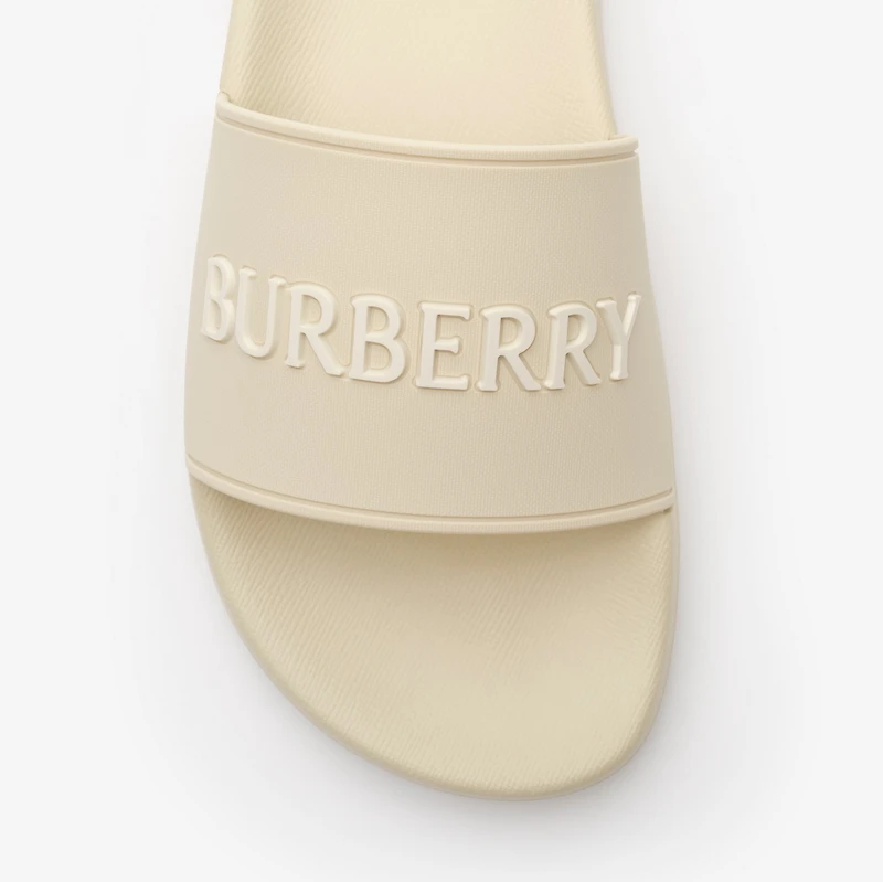 Logo Slides in Sesame white/dove beige - Women | Burberry® Official
