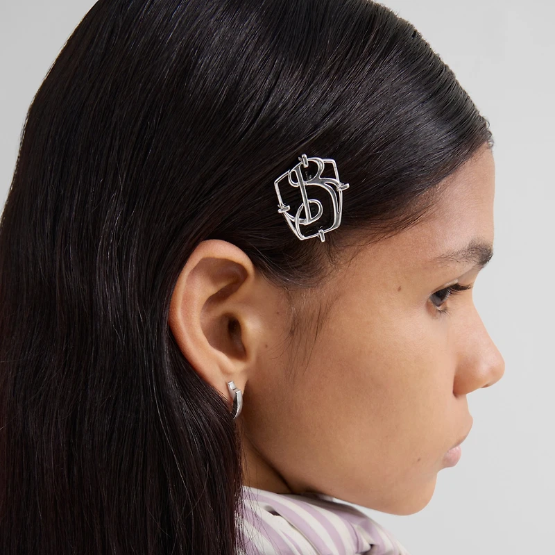 B Charm Hair Clips in Palladio | Burberry® Official