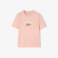 Check Flag Cotton T-shirt in Compact pink - Women | Burberry® Official