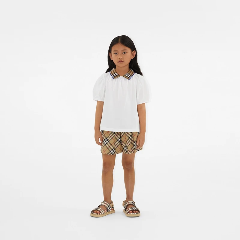 Check Stretch Cotton Shorts in Archive beige | Burberry® Official