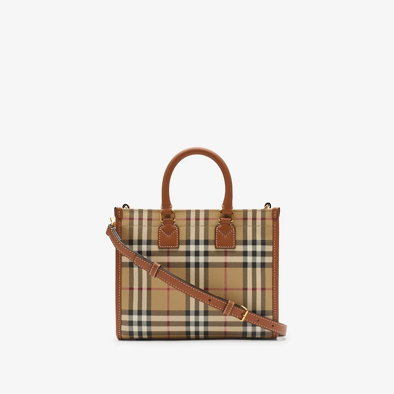 Mini Freya Tote in Archive beige/briar brown - Women | Burberry® Official