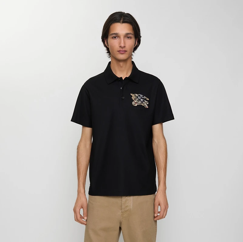 EKD Check Cotton Polo Shirt in Black - Men | Burberry® Official