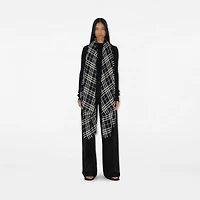 Check Cashmere Silk Scarf in Black/calico | Burberry® Official