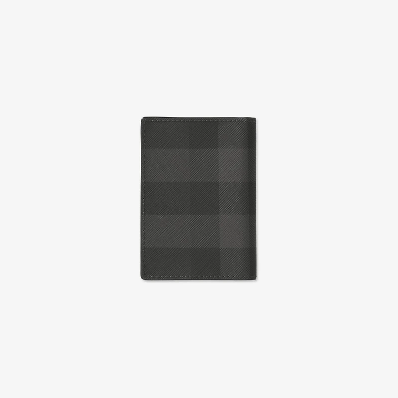 Check Folding Card Case in Charcoal grey - Men, Technical, Cotton | Burberry® Official