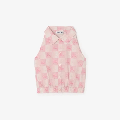 EKD Checkerboard​ Cotton Shirt in Peony pink | Burberry® Official