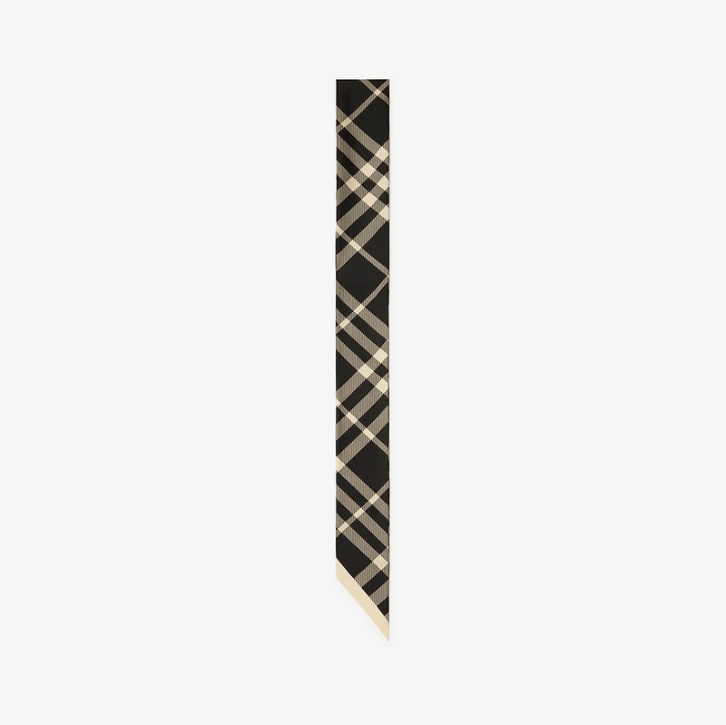 Skinny Check Silk Scarf in Black/calico | Burberry® Official