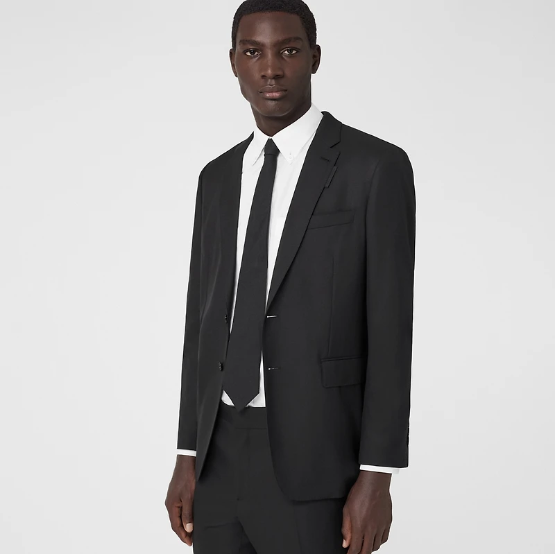 Slim Fit Wool Tailored Jacket in Black - Men | Burberry® Official
