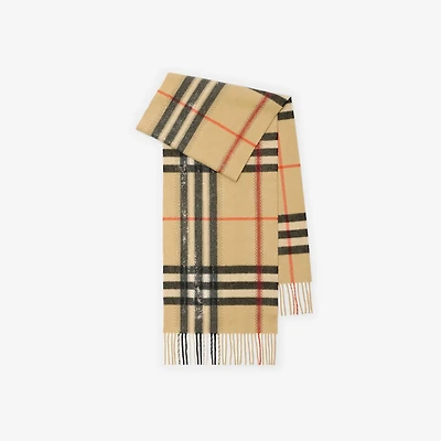 Crystal Check Cashmere Scarf in Sand beige | Burberry® Official