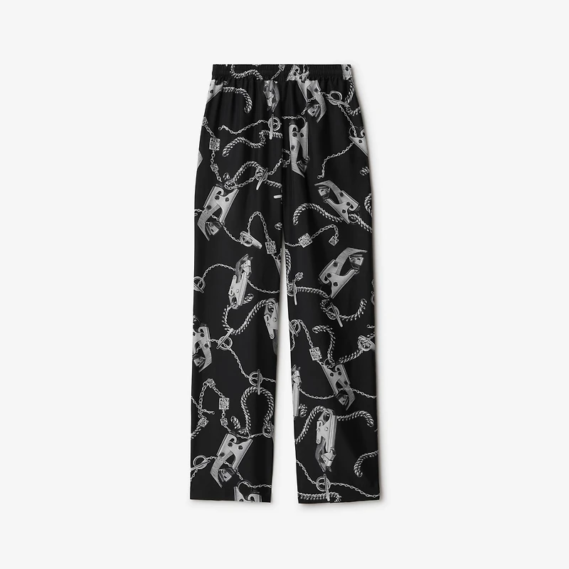 Knight Hardware Silk Trousers in Silver/black - Women | Burberry® Official