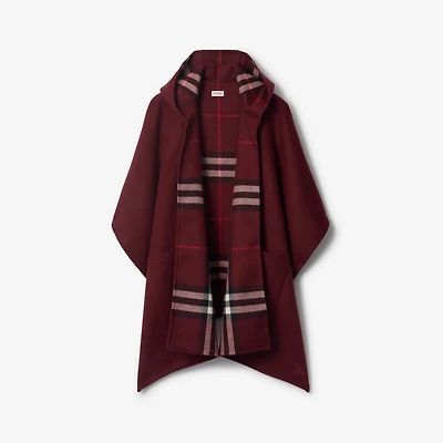 Cashmere Hooded Cape in Oxblood red | Burberry® Official