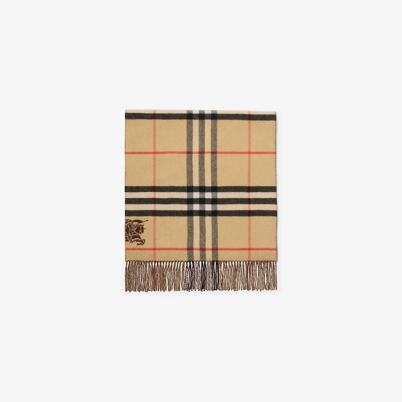 Wide Reversible Check Cashmere Scarf in Sand | Burberry® Official