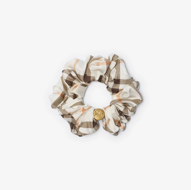 Check Silk Scrunchie in Pebble beige | Burberry® Official