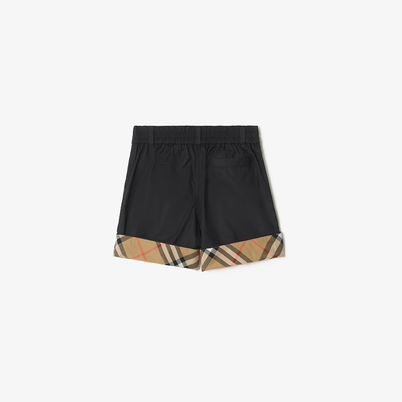 Check Turn-up Cotton Shorts in Black | Burberry® Official