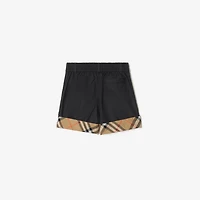 Check Turn-up Cotton Shorts in Black | Burberry® Official