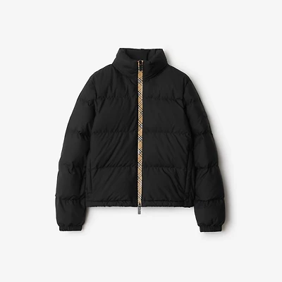 Checker-tape Ambleside Puffer Jacket in Black - Women | Burberry® Official