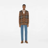 Check Wool Cashmere Cardigan in Birch brown - Women | Burberry® Official
