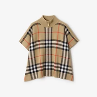 Reversible Check Wool Cape in Sand beige | Burberry® Official