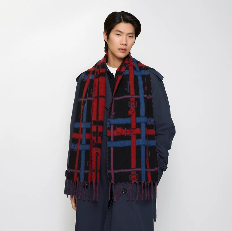 Belt Check Cashmere Scarf in Pilot blue | Burberry® Official
