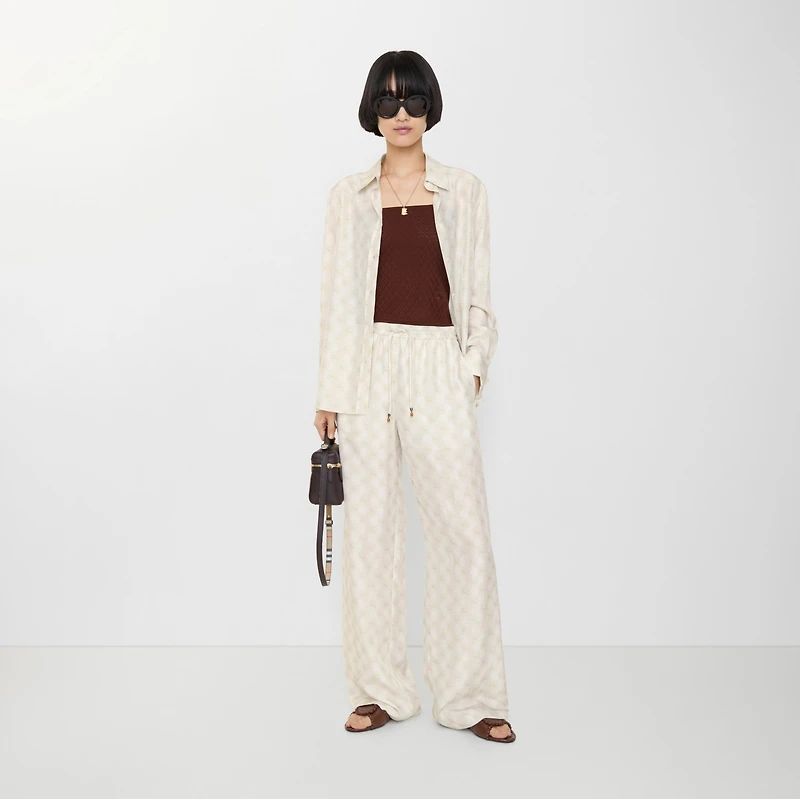 EKD Checkerboard Silk Pyjama Trousers in Chalk white - Women | Burberry® Official
